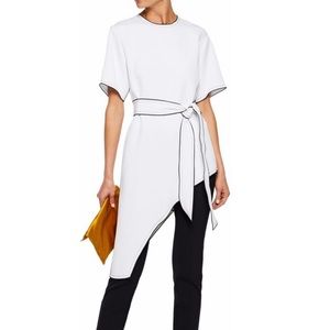 NWOT Derek Lam Belted Asymmetrical Crepe Blouse, M